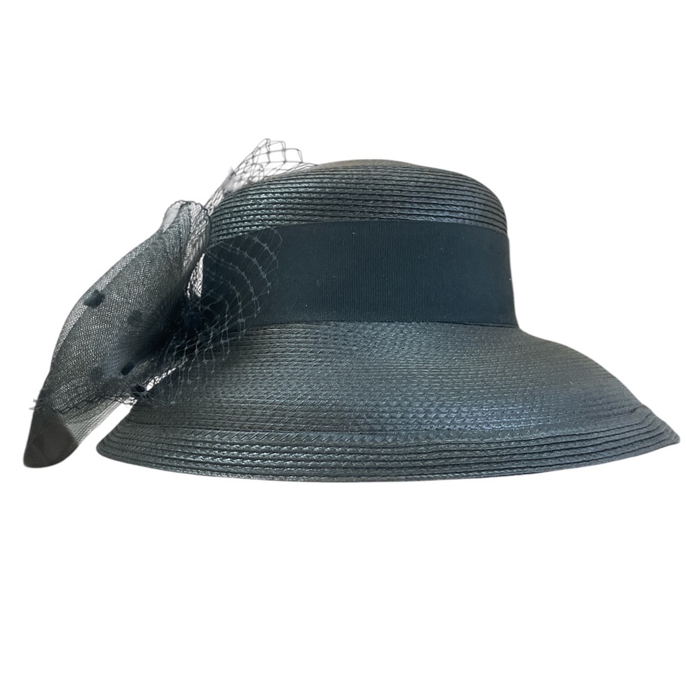 Vintage Church Hat Back Bow Straw Derby Breakfast at Tiffany’s Wide Brim